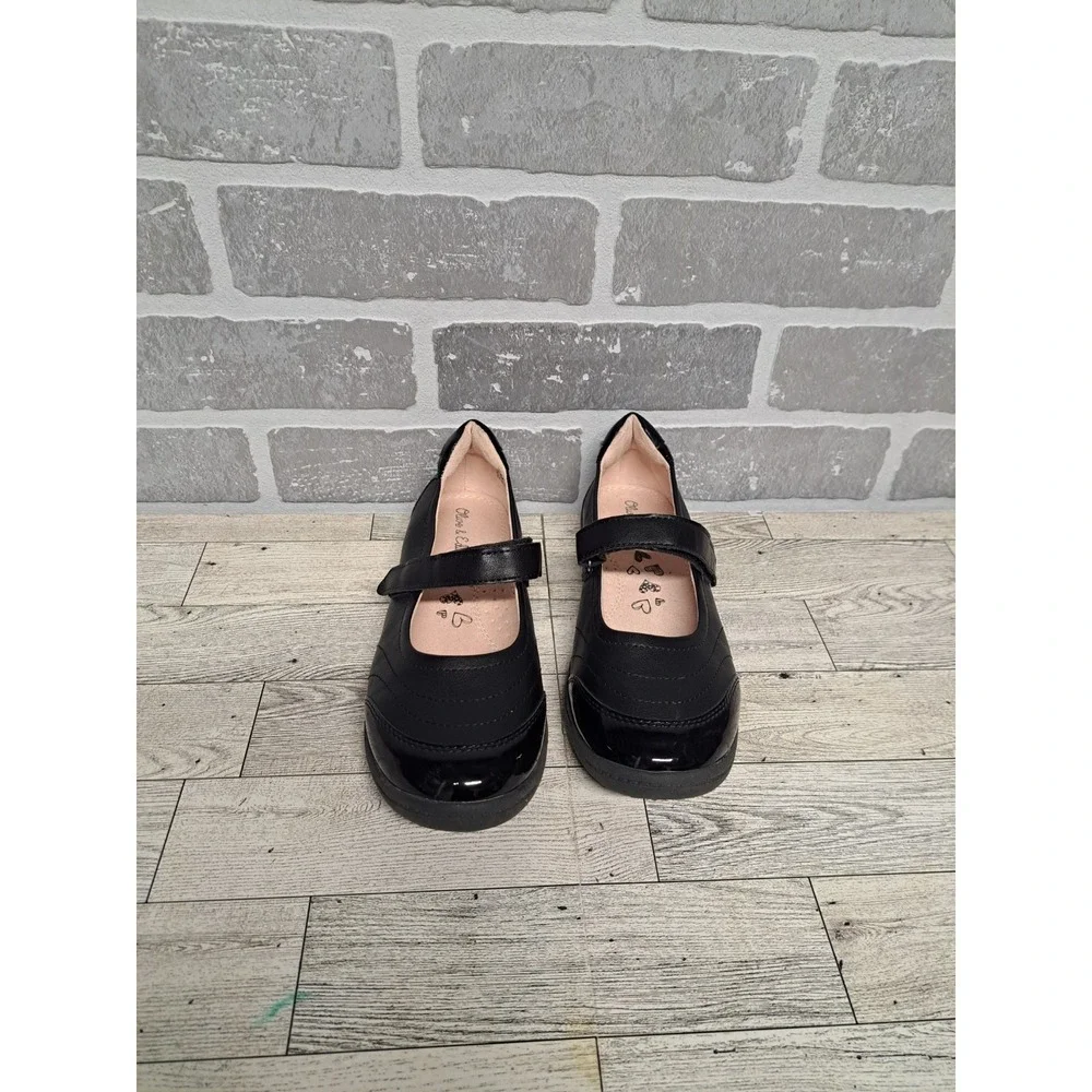 Olive & Edie Mary Jane Black Flat Shoes Girl's Adjustable Strap Size 4M‎
